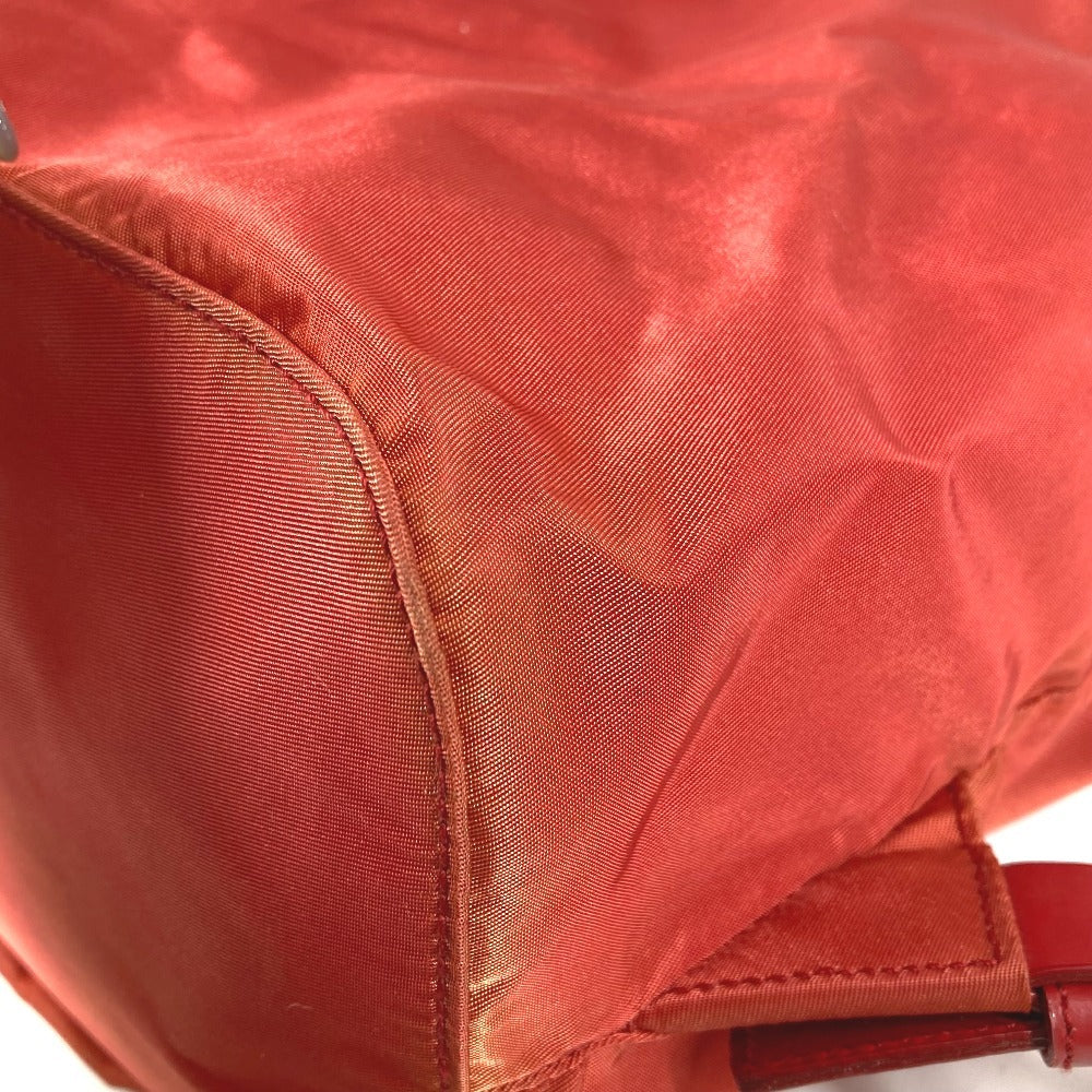 PRADA Triangle Logo Plate Backpack Nylon Unisex Red