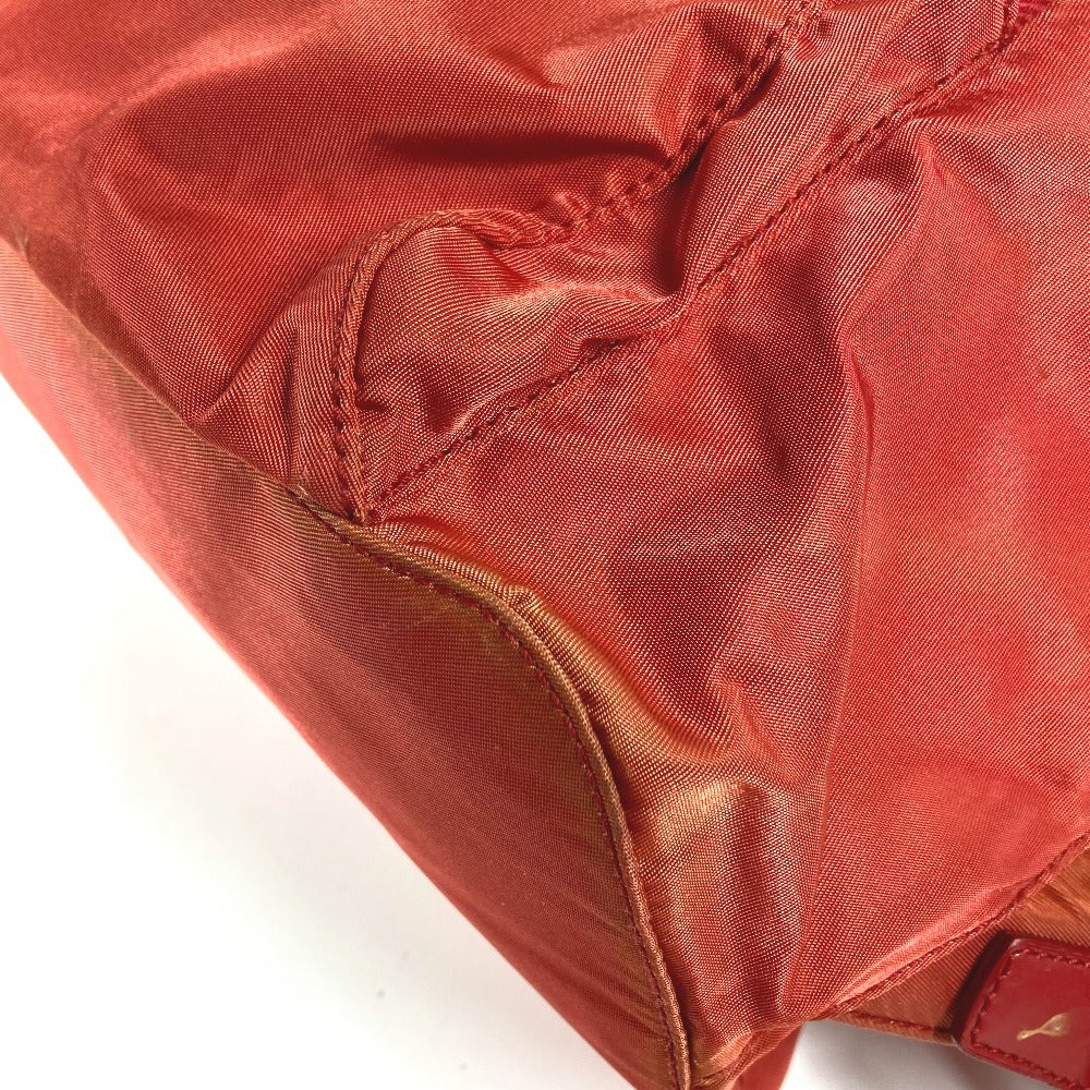 PRADA Triangle Logo Plate Backpack Nylon Unisex Red