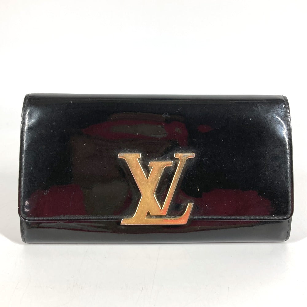 LOUIS VUITTON M61316 Vernis Portefeuille Louise Flap Long Wallet กระเป๋าสตางค์ใบยาว หนังแก้ว Unisex สีดำ