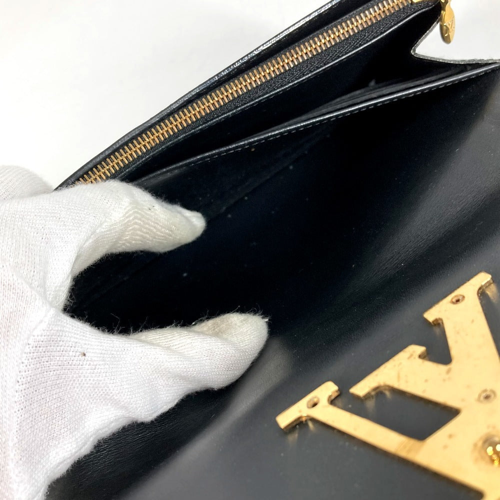 LOUIS VUITTON M61316 Vernis Portefeuille Louise Flap Long Wallet กระเป๋าสตางค์ใบยาว หนังแก้ว Unisex สีดำ