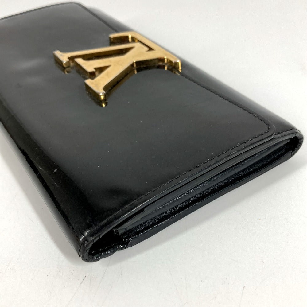 LOUIS VUITTON M61316 Vernis Portefeuille Louise Flap Long Wallet กระเป๋าสตางค์ใบยาว หนังแก้ว Unisex สีดำ