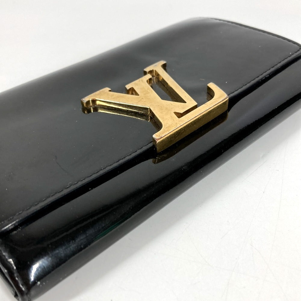 LOUIS VUITTON M61316 Vernis Portefeuille Louise Flap Long Wallet กระเป๋าสตางค์ใบยาว หนังแก้ว Unisex สีดำ