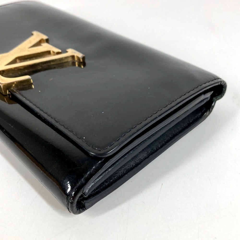 LOUIS VUITTON M61316 Vernis Portefeuille Louise Flap Long Wallet กระเป๋าสตางค์ใบยาว หนังแก้ว Unisex สีดำ