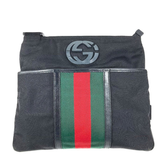 GUCCI 181067 GG ロゴ カバン 斜め掛け ショルダーバッグ ナイロン ユニセックス ブラック