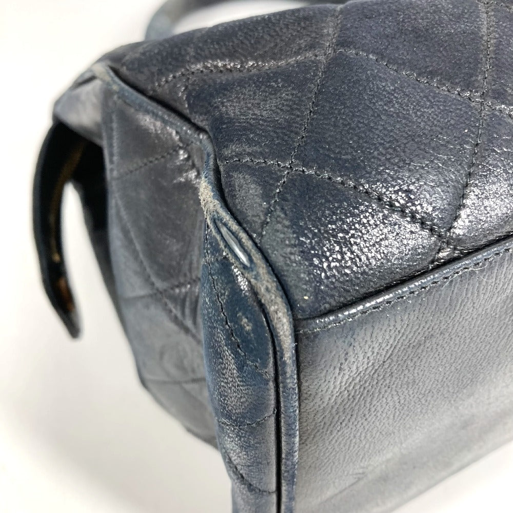 CHANEL ヴィンテージ Vステッチ ロゴ カバン トートバッグ CC ココマーク チャーム付き ハンドバッグ レザー ユニセックス ブラック