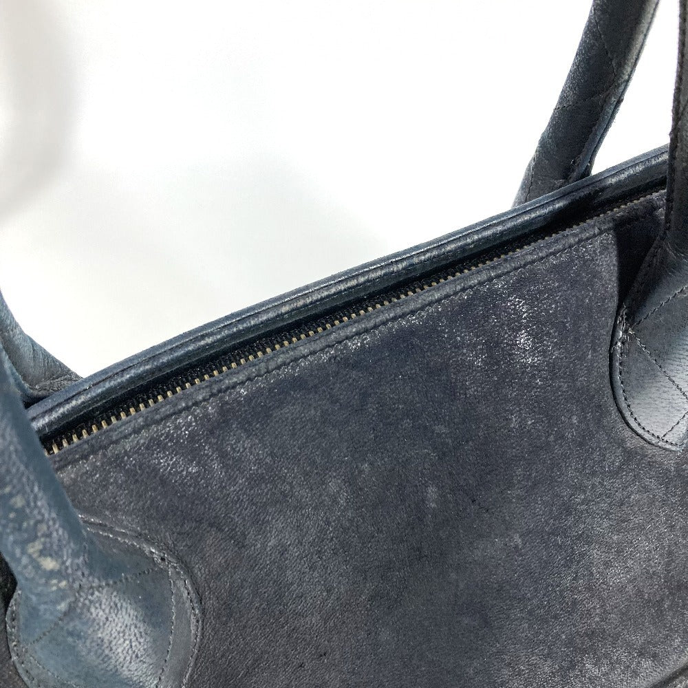 CHANEL ヴィンテージ Vステッチ ロゴ カバン トートバッグ CC ココマーク チャーム付き ハンドバッグ レザー ユニセックス ブラック