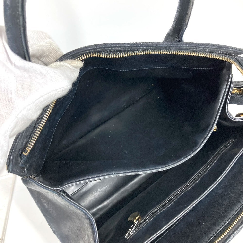 CHANEL ヴィンテージ Vステッチ ロゴ カバン トートバッグ CC ココマーク チャーム付き ハンドバッグ レザー ユニセックス ブラック