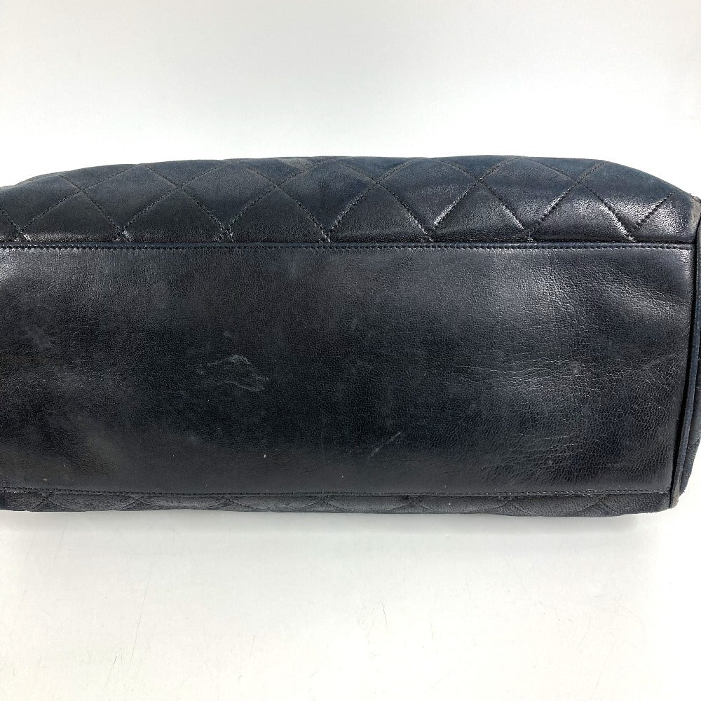 CHANEL ヴィンテージ Vステッチ ロゴ カバン トートバッグ CC ココマーク チャーム付き ハンドバッグ レザー ユニセックス ブラック