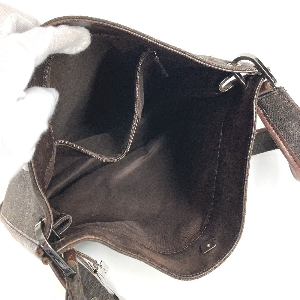 GUCCI 90656 GG ロゴ カバン 斜め掛け ショルダーバッグ レザー/キャンバス ユニセックス ブラウン