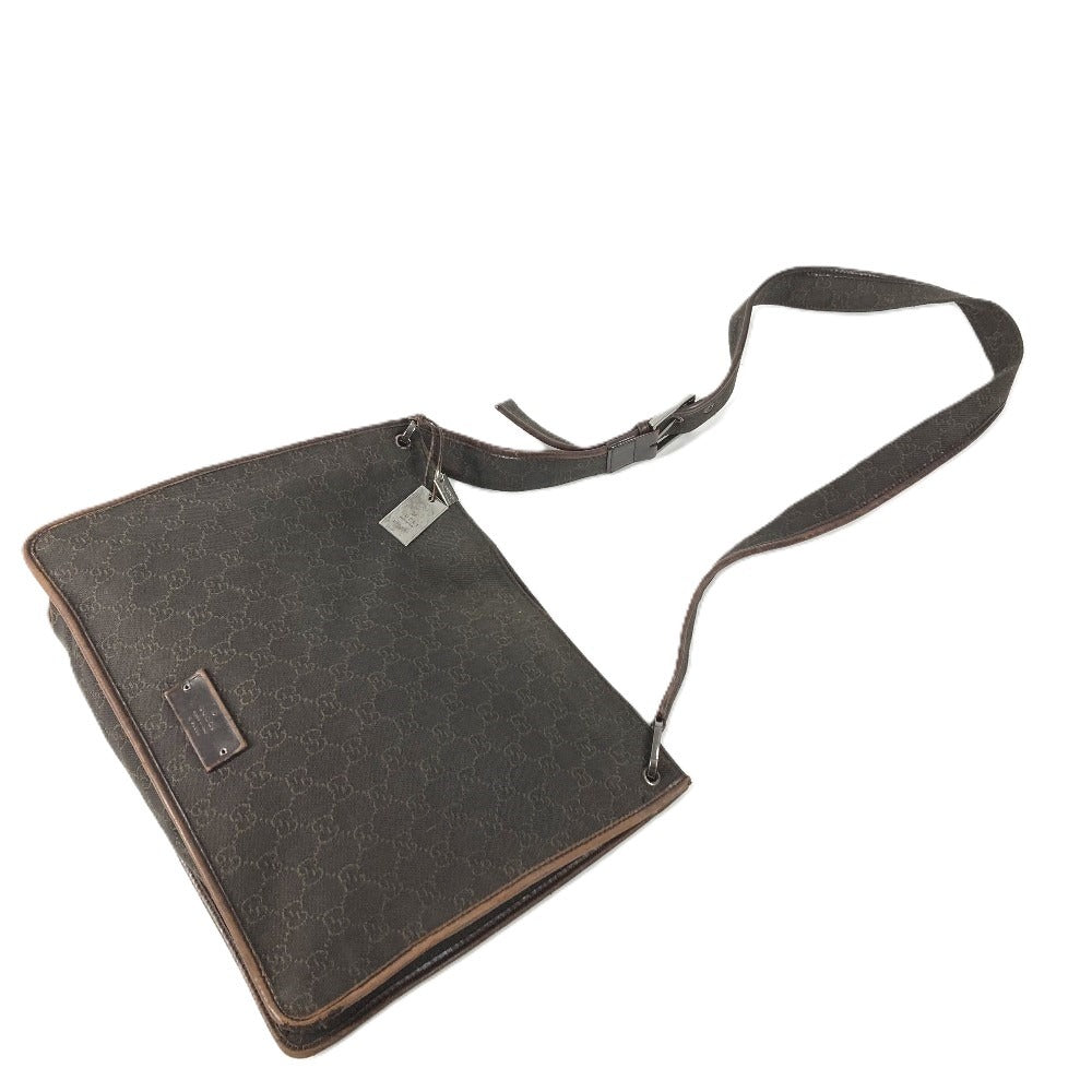 GUCCI 90656 GG ロゴ カバン 斜め掛け ショルダーバッグ レザー/キャンバス ユニセックス ブラウン