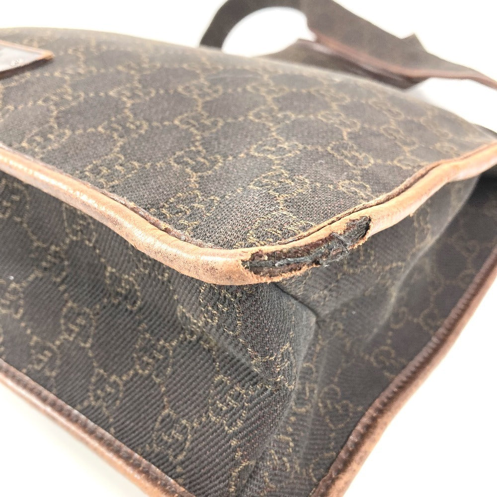 GUCCI 90656 GG ロゴ カバン 斜め掛け ショルダーバッグ レザー/キャンバス ユニセックス ブラウン