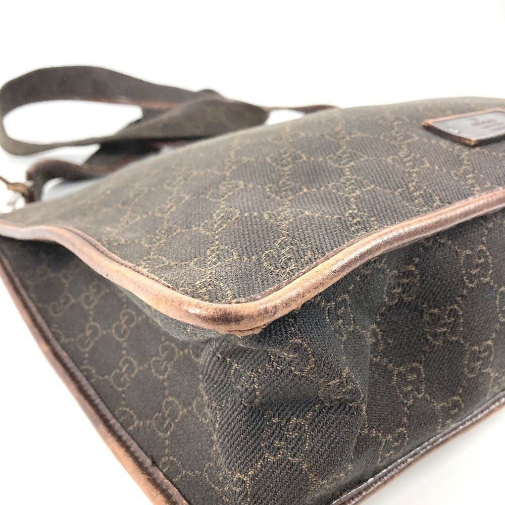 GUCCI 90656 GG ロゴ カバン 斜め掛け ショルダーバッグ レザー/キャンバス ユニセックス ブラウン