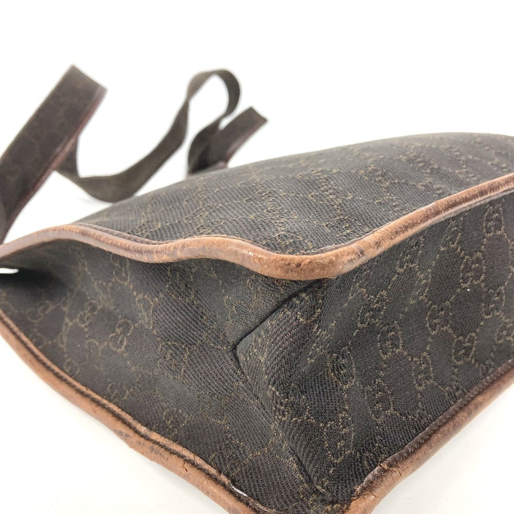 GUCCI 90656 GG ロゴ カバン 斜め掛け ショルダーバッグ レザー/キャンバス ユニセックス ブラウン