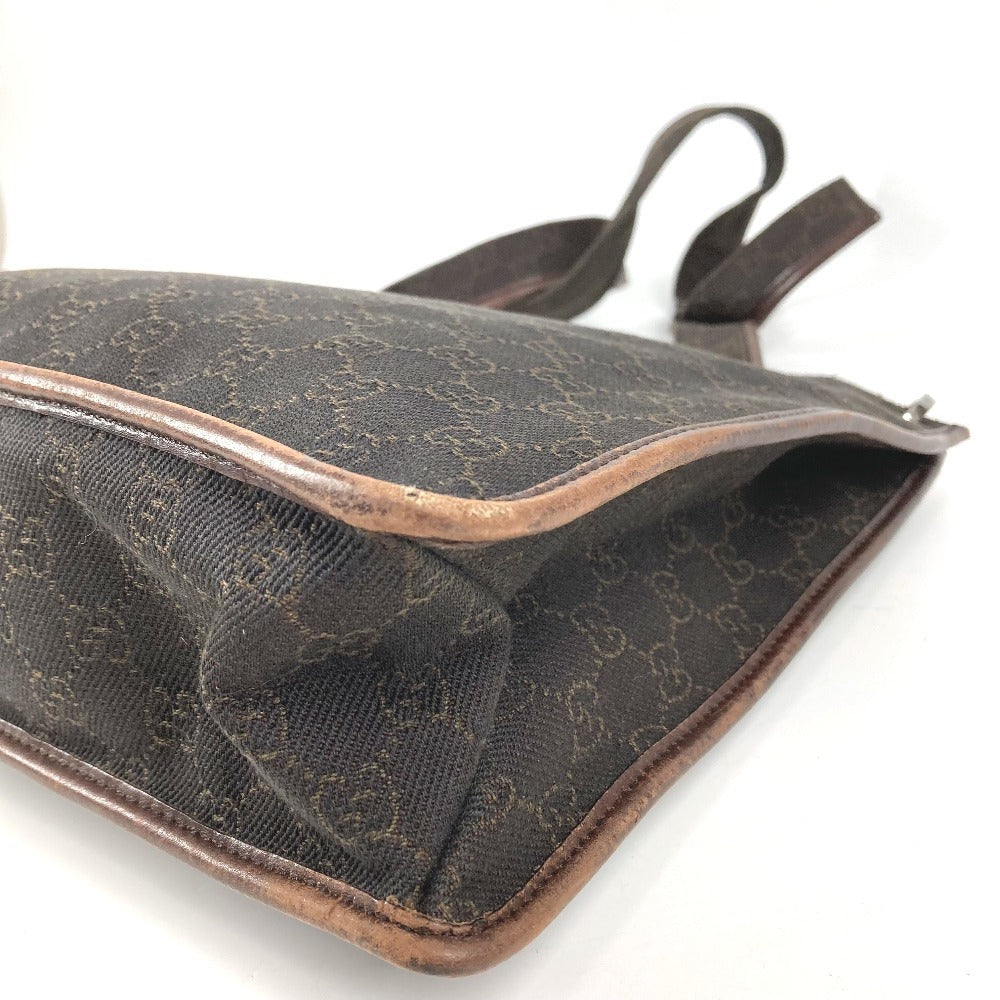 GUCCI 90656 GG ロゴ カバン 斜め掛け ショルダーバッグ レザー/キャンバス ユニセックス ブラウン