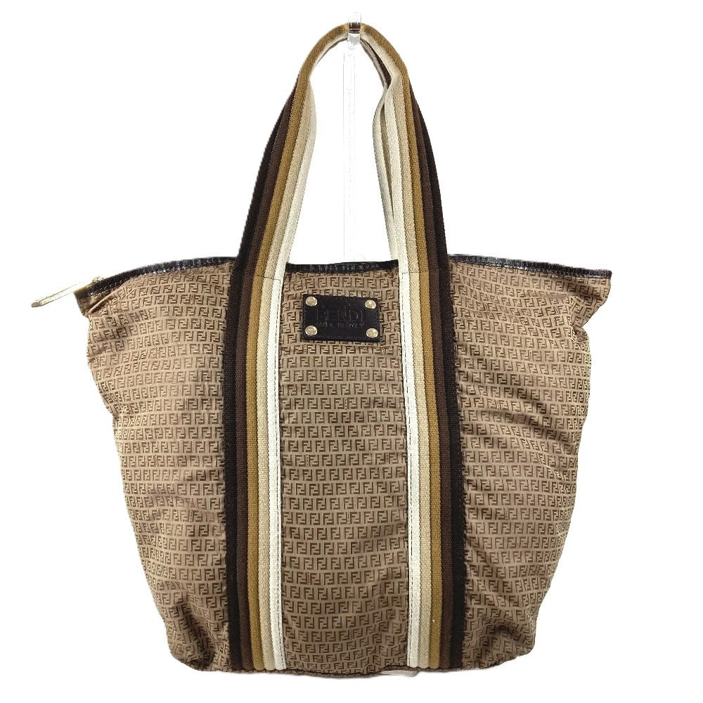 FENDI 7VA240 Pouch Included Logo Zucchino Bag Tote Bag Shoulder Bag Handbag Shoulder Bag Nylon Unisex Beige