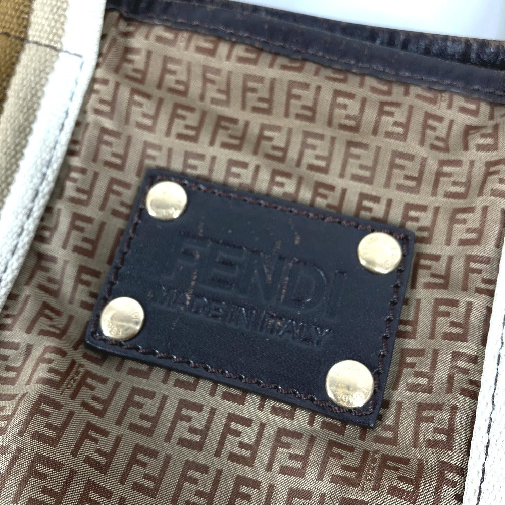 FENDI 7VA240 Pouch Included Logo Zucchino Bag Tote Bag Shoulder Bag Handbag Shoulder Bag Nylon Unisex Beige