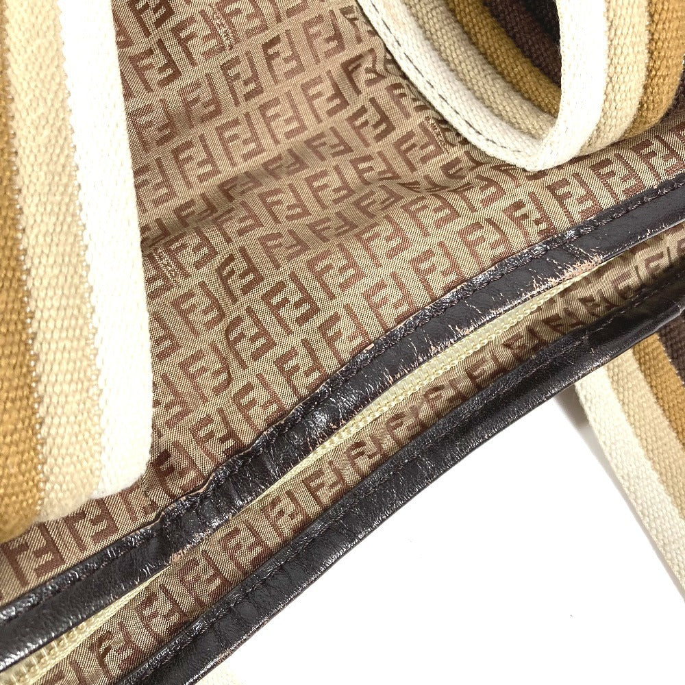 FENDI 7VA240 Pouch Included Logo Zucchino Bag Tote Bag Shoulder Bag Handbag Shoulder Bag Nylon Unisex Beige