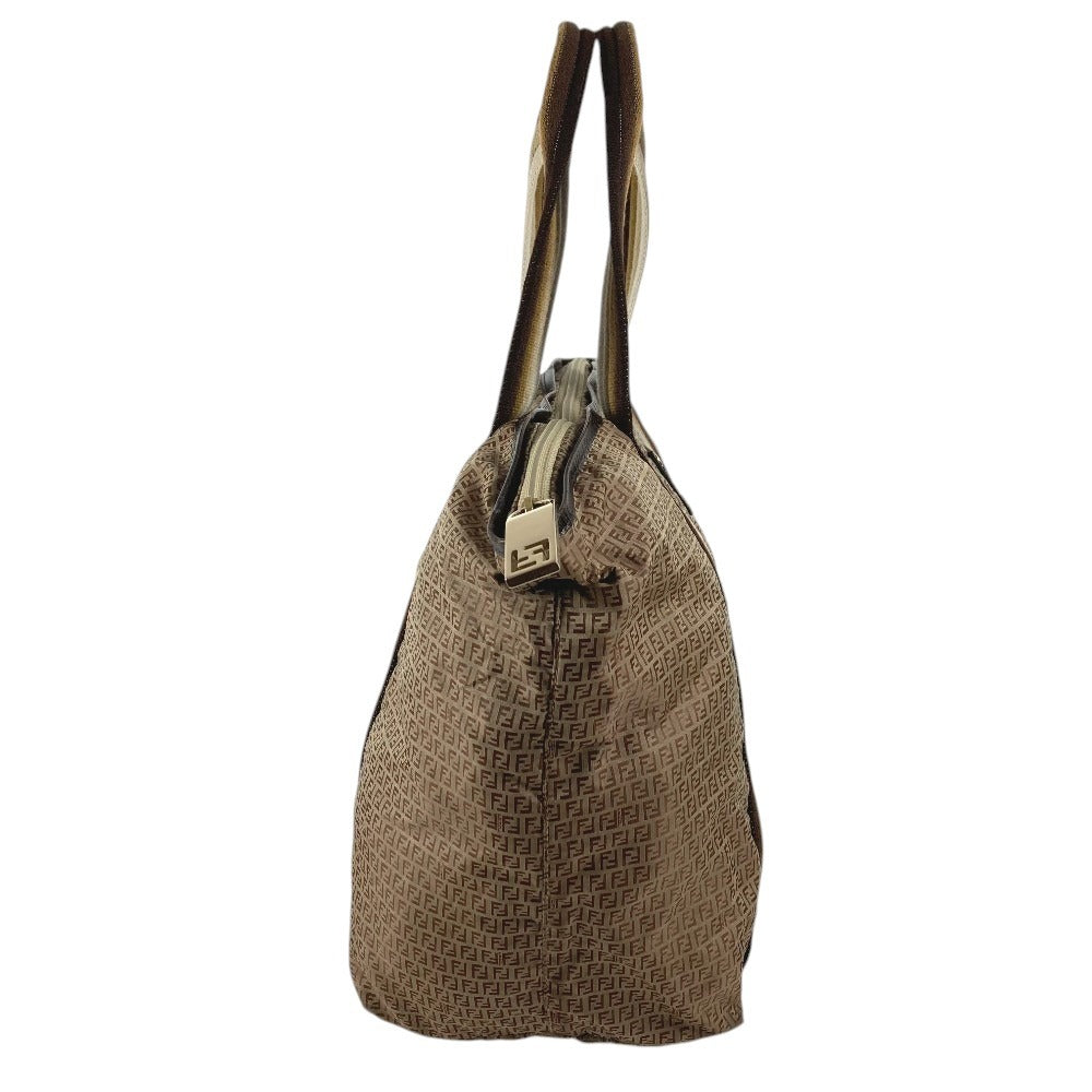 FENDI 7VA240 Pouch Included Logo Zucchino Bag Tote Bag Shoulder Bag Handbag Shoulder Bag Nylon Unisex Beige