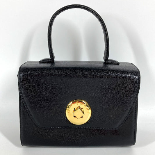GIVENCHY ヴィンテージ SACS ロゴ ターンロック バニティバッグ カバン フラップ ハンドバッグ レザー レディース ブラック