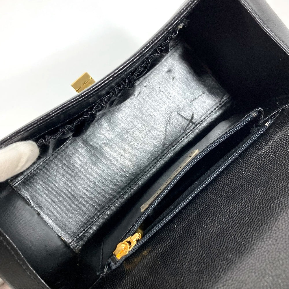 GIVENCHY ヴィンテージ SACS ロゴ ターンロック バニティバッグ カバン フラップ ハンドバッグ レザー レディース ブラック