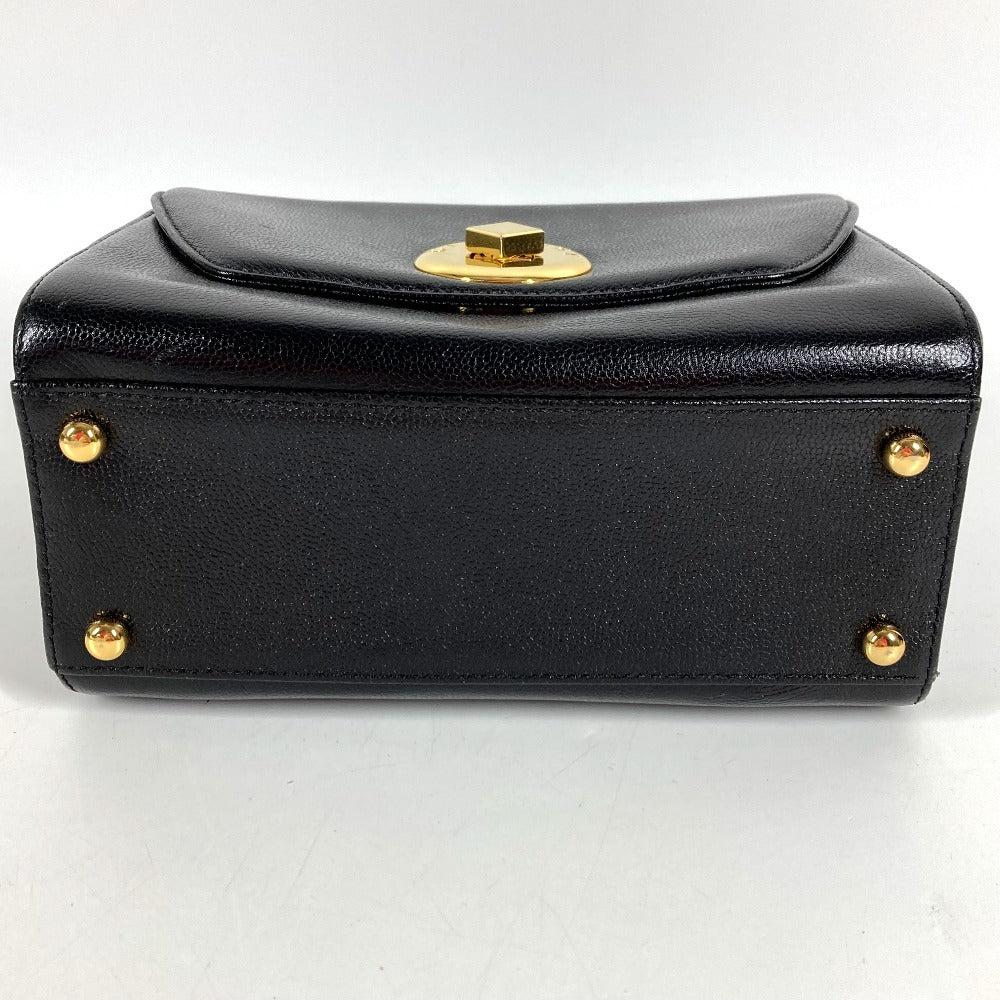 GIVENCHY ヴィンテージ SACS ロゴ ターンロック バニティバッグ カバン フラップ ハンドバッグ レザー レディース ブラック