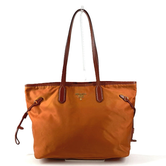 PRADA BR4001 トライアングルロゴ 三角ロゴ プレート カバン トートバッグ 肩掛け ショルダーバッグ レザー/ナイロン ユニセックス オレンジ