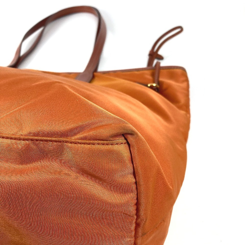 PRADA BR4001 トライアングルロゴ 三角ロゴ プレート カバン トートバッグ 肩掛け ショルダーバッグ レザー/ナイロン ユニセックス オレンジ