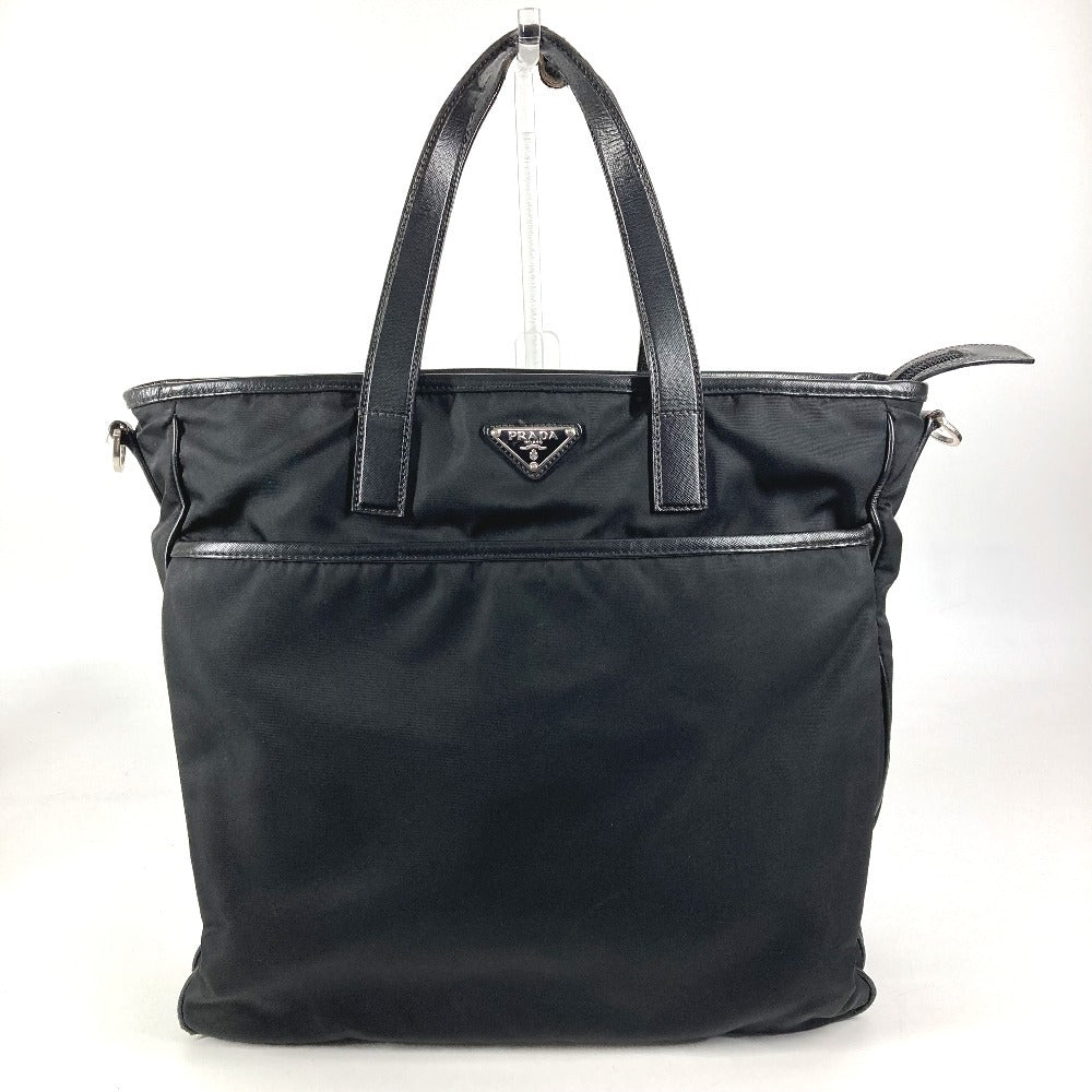 PRADA VA1033 トライアングルロゴ 三角ロゴ プレート カバン トートバッグ ショルダーバッグ レザー/ナイロン ユニセックス ブラック