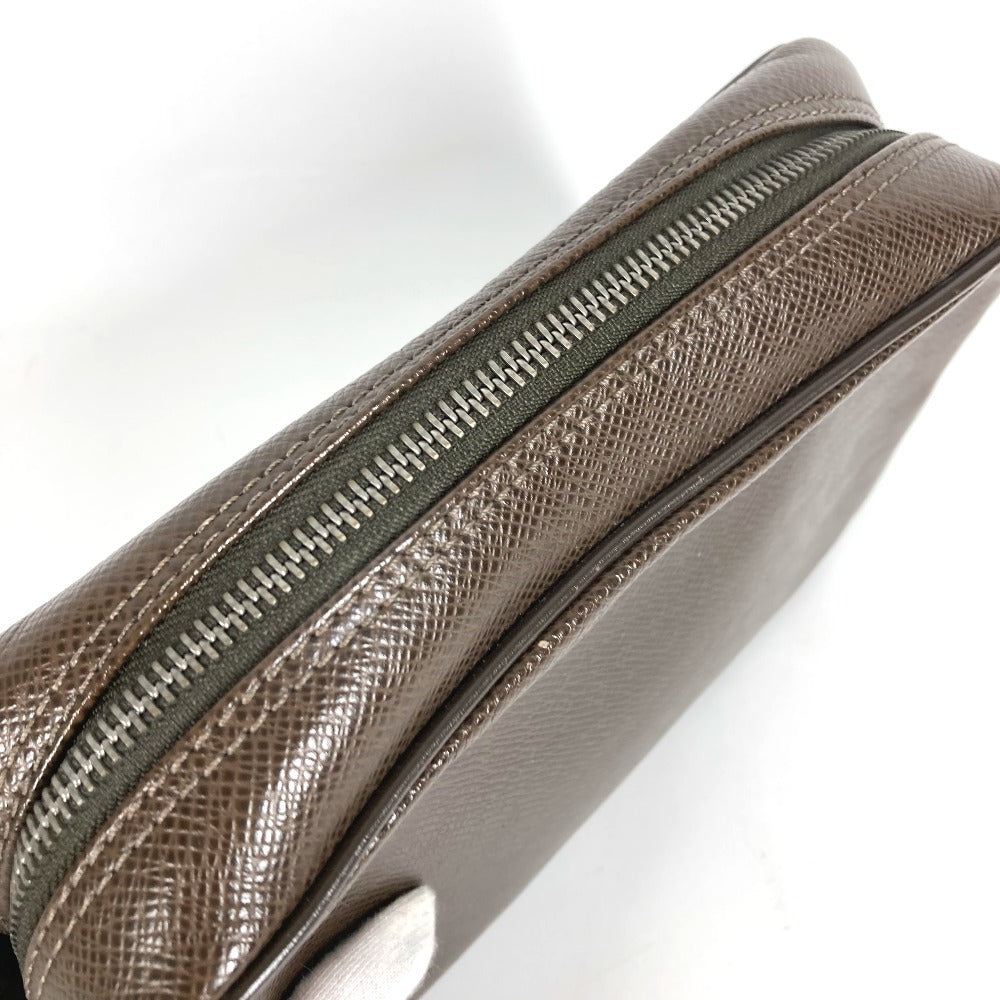 LOUIS VUITTON M30818 タイガ カルガ ストラップ付 クラッチバッグ セカンドバッグ タイガレザー メンズ グリズリ ブラウン