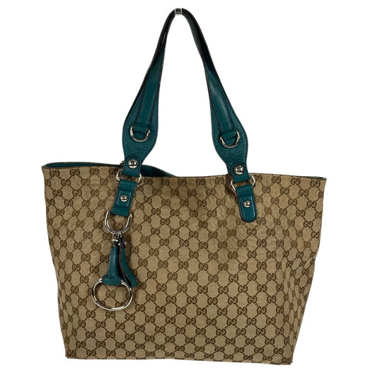 GUCCI 229852 GG Logo Bag Tote Bag Shoulder Bag GG Canvas/Leather Unisex Beige