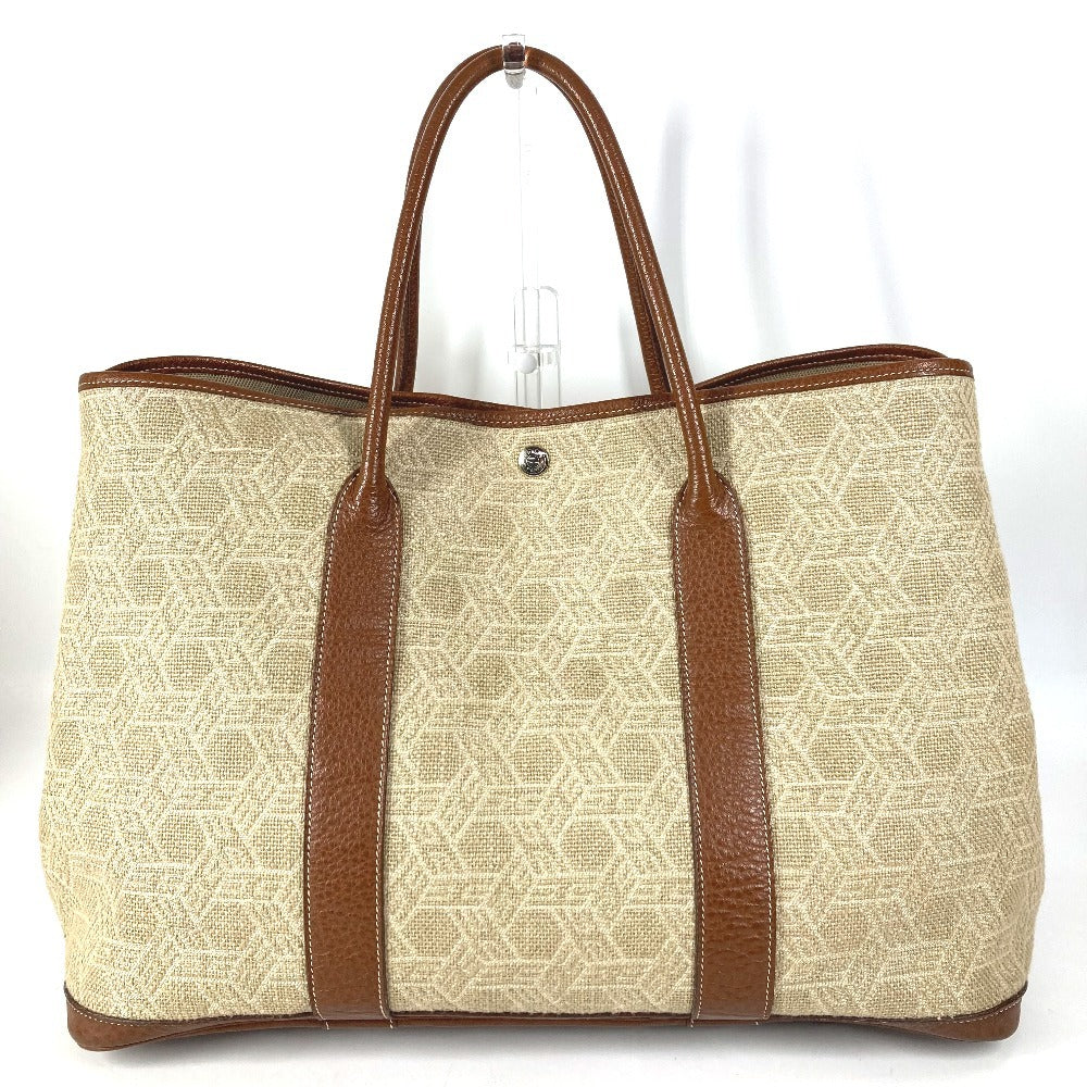 HERMES ガーデンパーティMM ガーデンパーティ MM トワルソーH 総ロゴ トートバッグ カバン 肩掛け ボストンバッグ ショルダーバッグ トワルソーアッシュ ユニセックス ベージュ