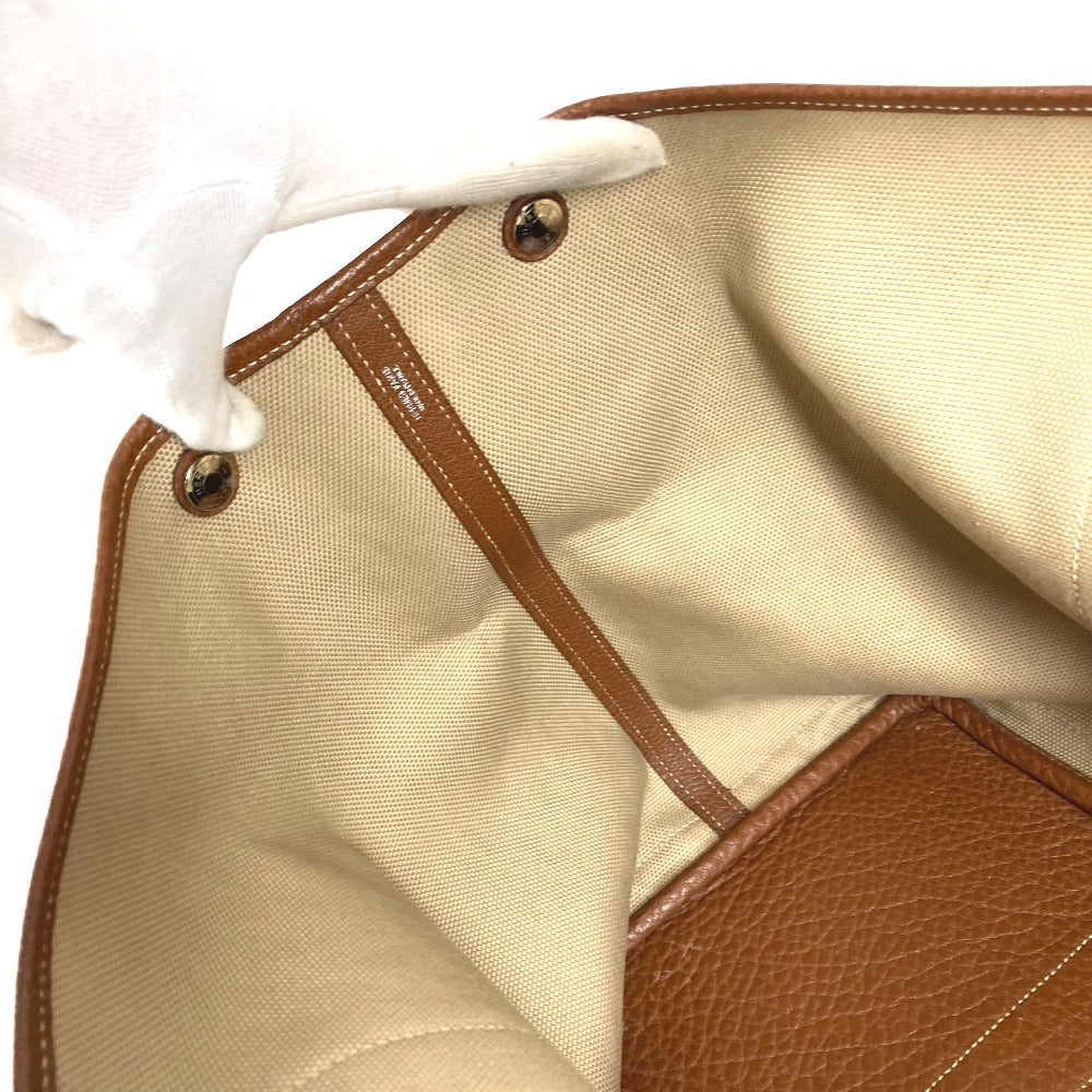 HERMES ガーデンパーティMM ガーデンパーティ MM トワルソーH 総ロゴ トートバッグ カバン 肩掛け ボストンバッグ ショルダーバッグ トワルソーアッシュ ユニセックス ベージュ