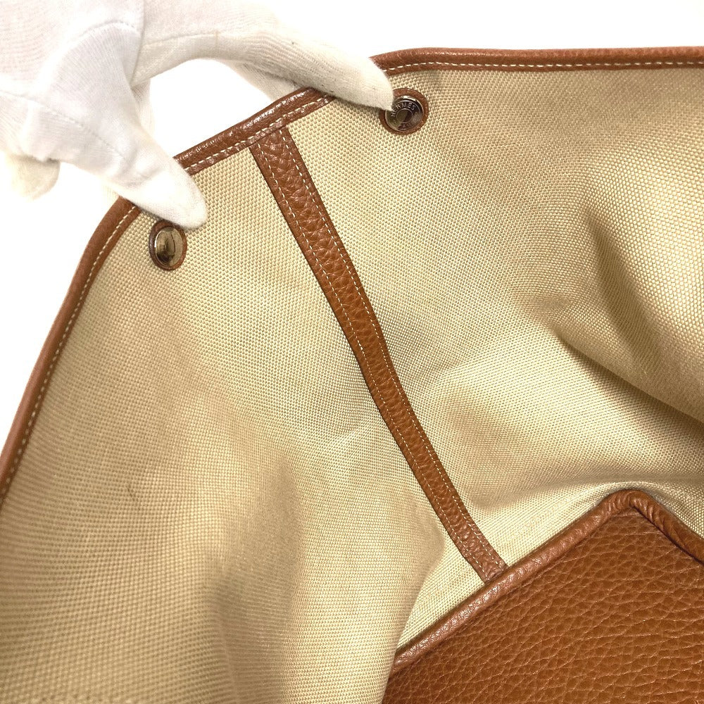 HERMES ガーデンパーティMM ガーデンパーティ MM トワルソーH 総ロゴ トートバッグ カバン 肩掛け ボストンバッグ ショルダーバッグ トワルソーアッシュ ユニセックス ベージュ