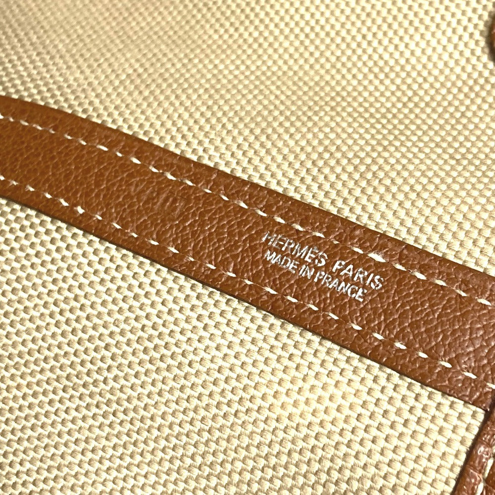 HERMES ガーデンパーティMM ガーデンパーティ MM トワルソーH 総ロゴ トートバッグ カバン 肩掛け ボストンバッグ ショルダーバッグ トワルソーアッシュ ユニセックス ベージュ