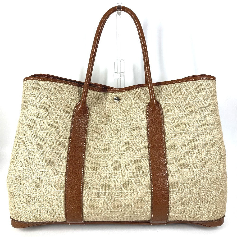 HERMES ガーデンパーティMM ガーデンパーティ MM トワルソーH 総ロゴ トートバッグ カバン 肩掛け ボストンバッグ ショルダーバッグ トワルソーアッシュ ユニセックス ベージュ