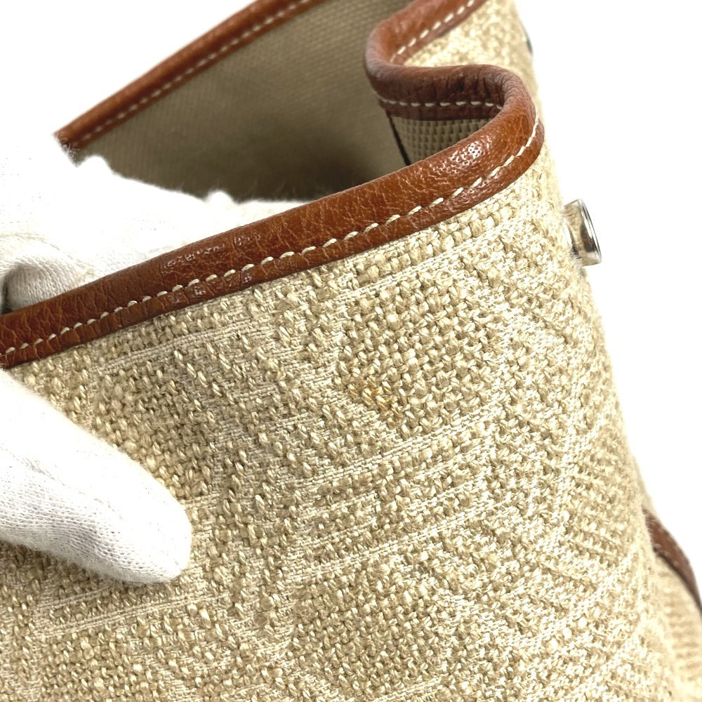 HERMES ガーデンパーティMM ガーデンパーティ MM トワルソーH 総ロゴ トートバッグ カバン 肩掛け ボストンバッグ ショルダーバッグ トワルソーアッシュ ユニセックス ベージュ