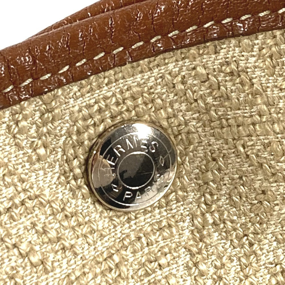 HERMES ガーデンパーティMM ガーデンパーティ MM トワルソーH 総ロゴ トートバッグ カバン 肩掛け ボストンバッグ ショルダーバッグ トワルソーアッシュ ユニセックス ベージュ