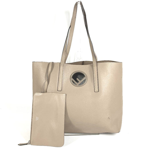 FENDI ポーチ付き ロゴ エフイズ カバン 肩掛け トートバッグ ショルダーバッグ レザー ユニセックス ベージュ