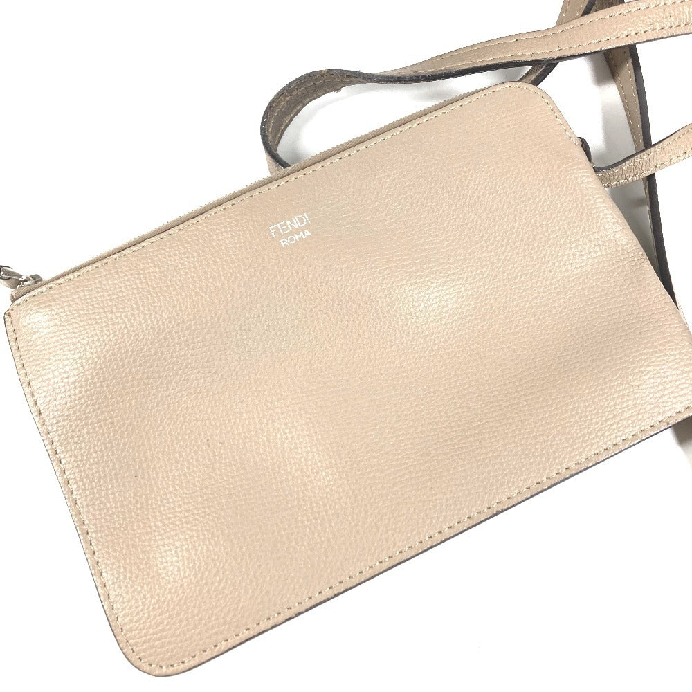 FENDI ポーチ付き ロゴ エフイズ カバン 肩掛け トートバッグ ショルダーバッグ レザー ユニセックス ベージュ