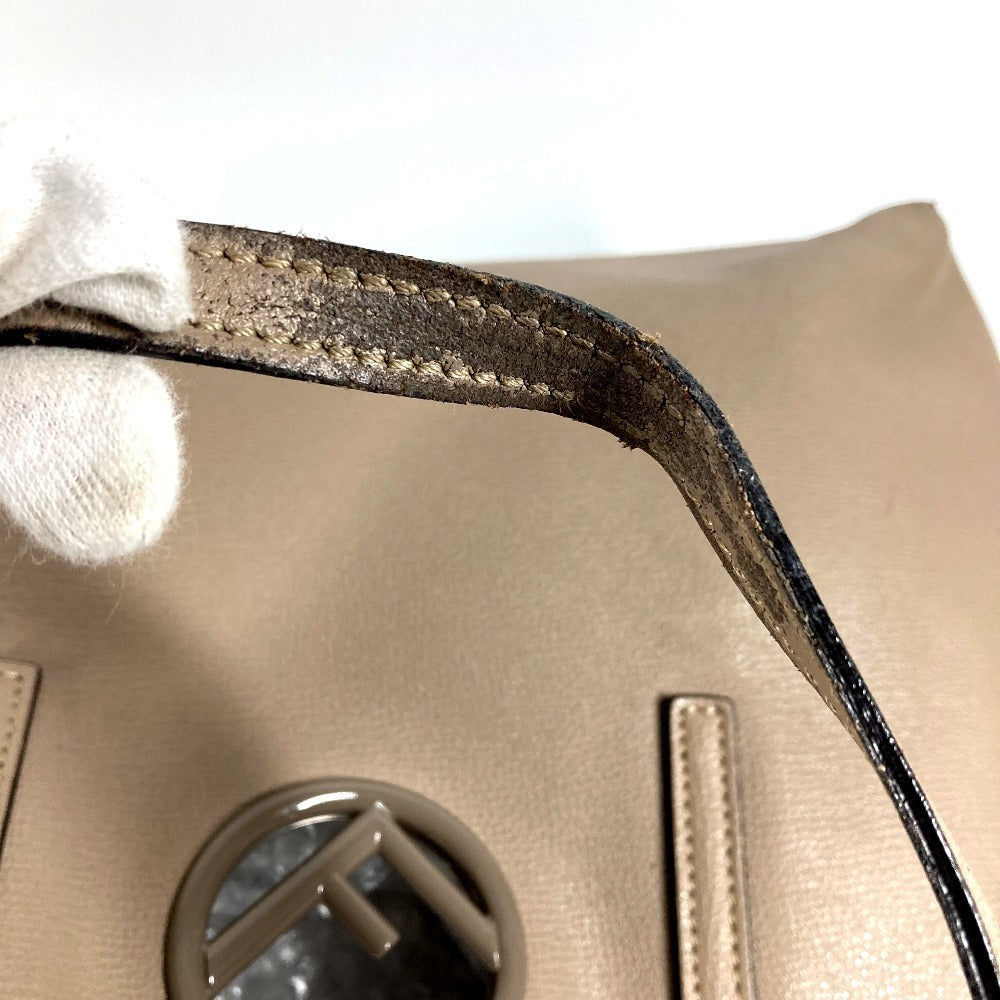 FENDI ポーチ付き ロゴ エフイズ カバン 肩掛け トートバッグ ショルダーバッグ レザー ユニセックス ベージュ