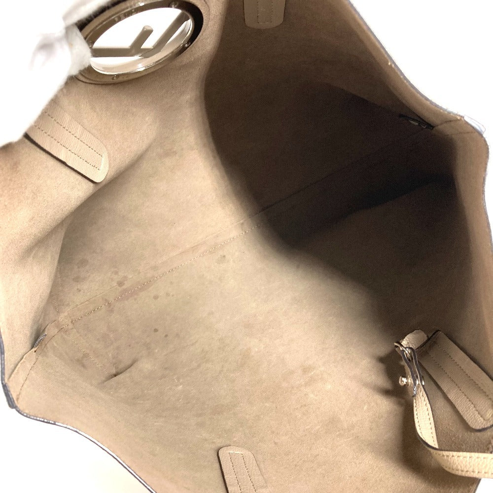 FENDI ポーチ付き ロゴ エフイズ カバン 肩掛け トートバッグ ショルダーバッグ レザー ユニセックス ベージュ