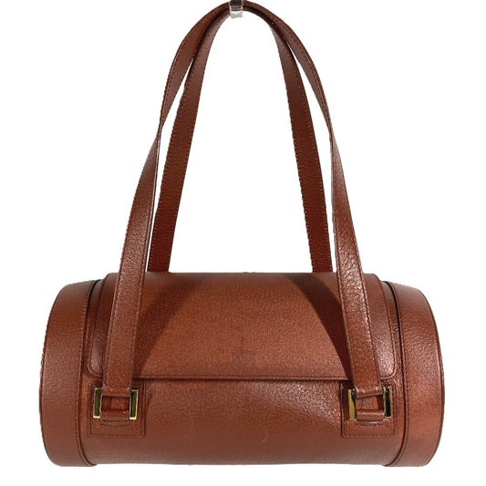 BVLGARI Cylindrical Bvlgari Bvlgari Logo Shoulder Bag with Flap, Leather, Unisex, Brown