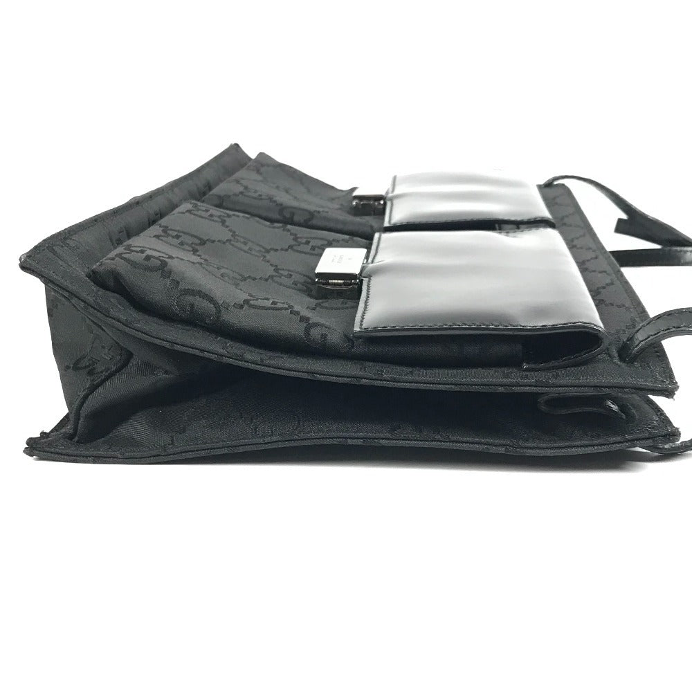 GUCCI 001 3175 Double Pocket GG Logo Bag Shoulder Bag Handbag Shoulder Bag Leather/Nylon Unisex Black