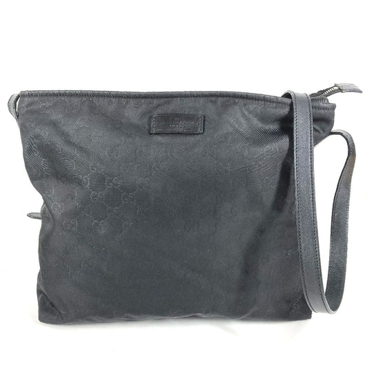 GUCCI 308840 GG ロゴ 総柄 カバン 斜め掛け ショルダーバッグ レザー/ナイロン ユニセックス ブラック