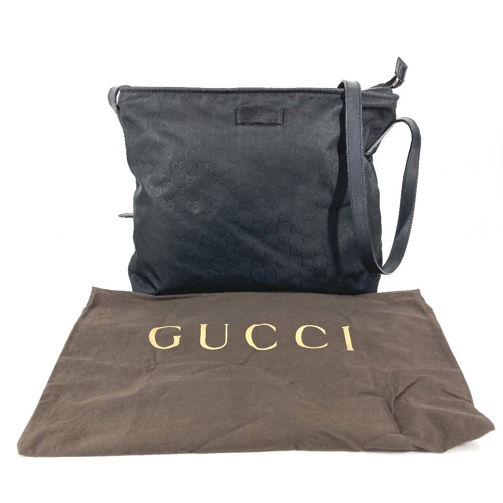 GUCCI 308840 GG Logo All Over Pattern Bag Crossbody Shoulder Bag Leather/Nylon Unisex Black