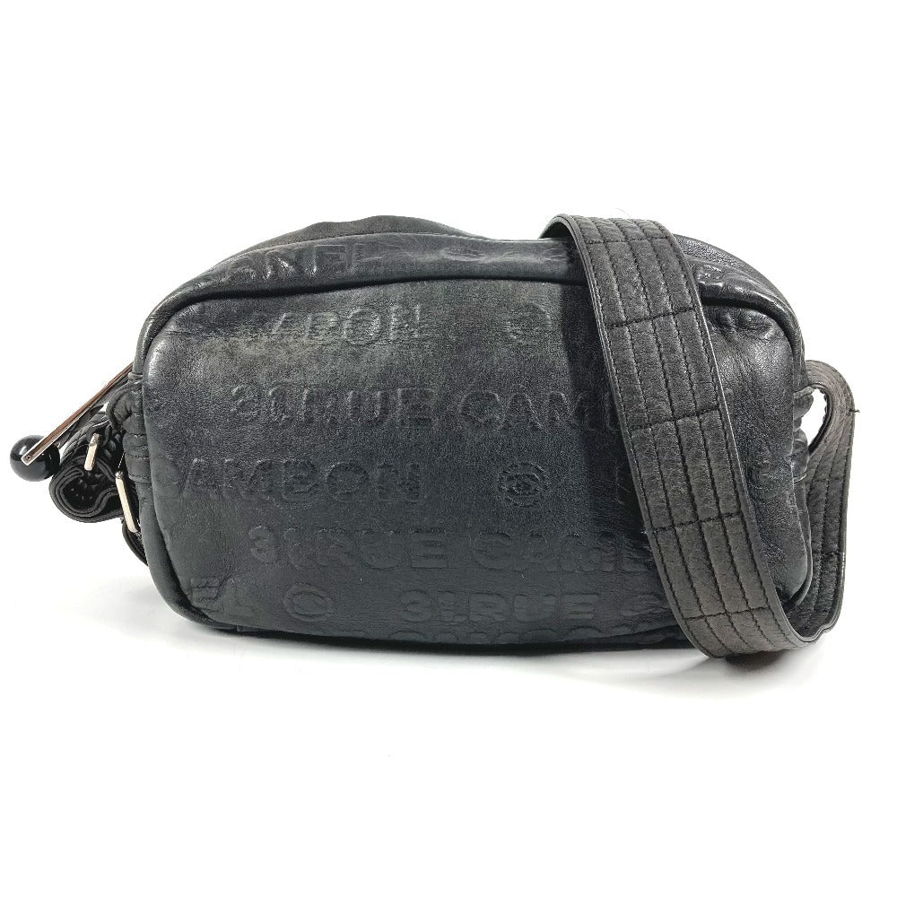 CHANEL Logo CC Coco Mark All-over Pattern Bag Crossbody Pochette Shoulder Bag Leather Unisex Black