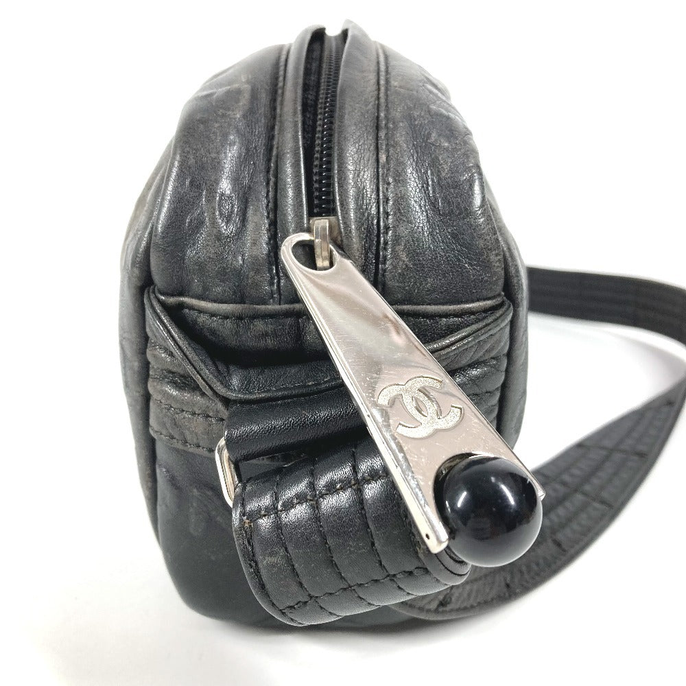 CHANEL Logo CC Coco Mark All-over Pattern Bag Crossbody Pochette Shoulder Bag Leather Unisex Black
