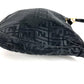 FENDI ZUCCA Logo Shoulder Bag Leather/Nylon Unisex Black