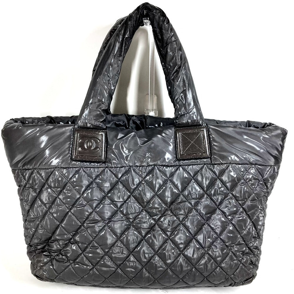 CHANEL A48611 CC ロゴ ココマーク コココクーン ミディアム トート 肩掛け カバン ショルダーバッグ ナイロン ユニセックス グレー