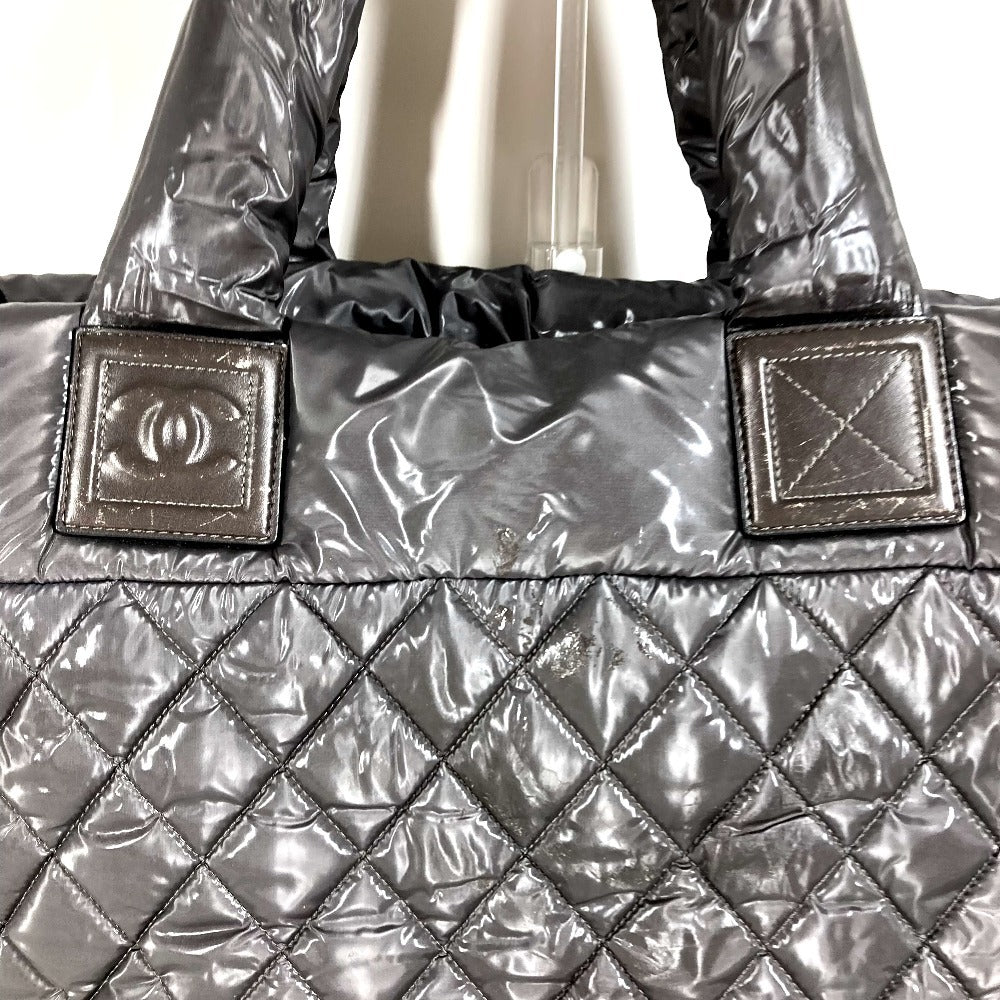 CHANEL A48611 CC ロゴ ココマーク コココクーン ミディアム トート 肩掛け カバン ショルダーバッグ ナイロン ユニセックス グレー